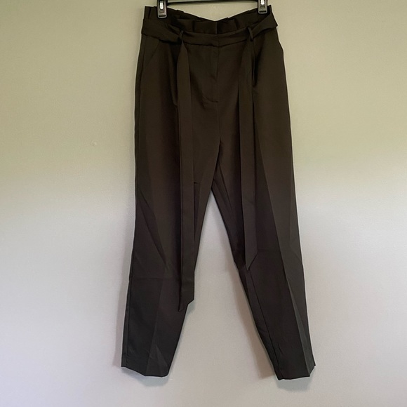 Lulus Paper Bag Waist with Tie Belt Black Trousers - Picture 3 of 4